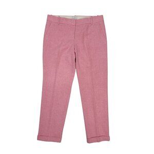 J.CREW Women Cafe Capri Pants Size 10T Pink Herringbone Wool Lined Trousers